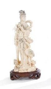 Chine, XXe siècle
Jeune femme avec grue. H.: 18 cm