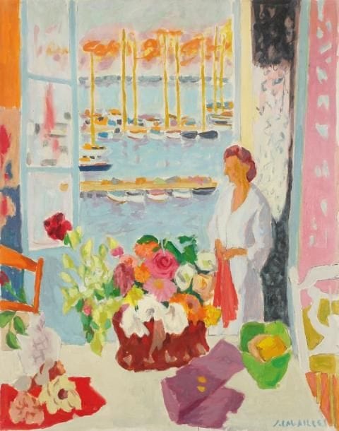 Jules CAVAILLES (1901-1977)
Rose à la fenêtre, 1975 Huile sur toile. Signée en bas à droite. 92 x 73 cm Exposition: Cavaillès, Musée Toulouse-Lautrec, Albi, 1982, n° 71, reproduit.