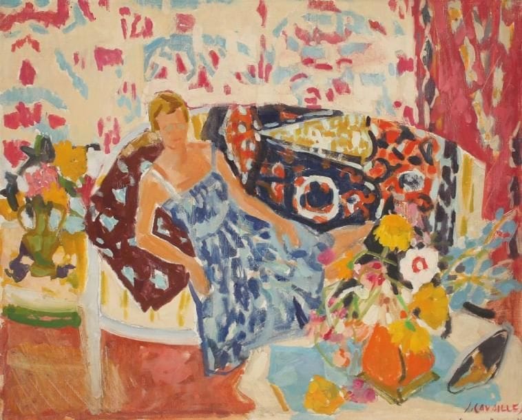 Jules CAVAILLES (1901-1977)
Femme en bleu Huile sur toile. Signée en bas à droite. Signée et titrée au dos. 65 x 81 cm