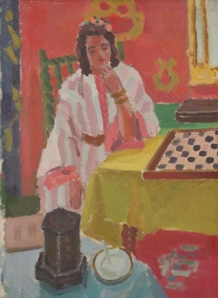 Jules CAVAILLES (1901-1977)
Femme au damier Huile sur toile. Non signée. 73 x 54 cm