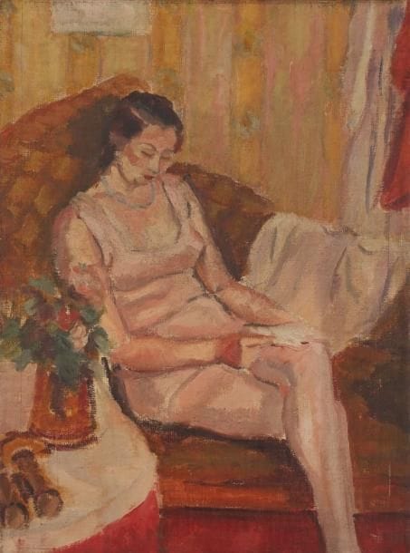 Jules CAVAILLES (1901-1977)
Loge d'artiste, vers 1933-1936 Huile sur toile. Non signée. 73 x 54 cm Bibliographie: oeuvres en rapport: - Florent Fels, Jules Cavaillès, Editions Sequana, Paris, p. 44 (daté 1936) - Marcel Zahar, Jules Cavaillès, Editions Pierre Cailler, Genève, ill. 7.