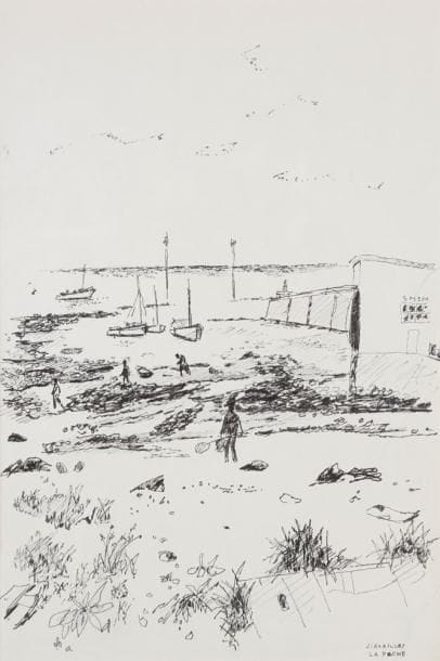Jules CAVAILLES (1901-1977)
La pêche Feutre. Signé et titré en bas à droite. 53 x 35,5 cm