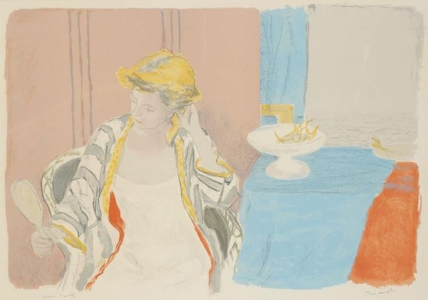 Maurice BRIANCHON (1899-1979)
Jeune femme se coiffant Lithographie. Signée et justifiée épreuve d'artiste. 43 x 59 cm