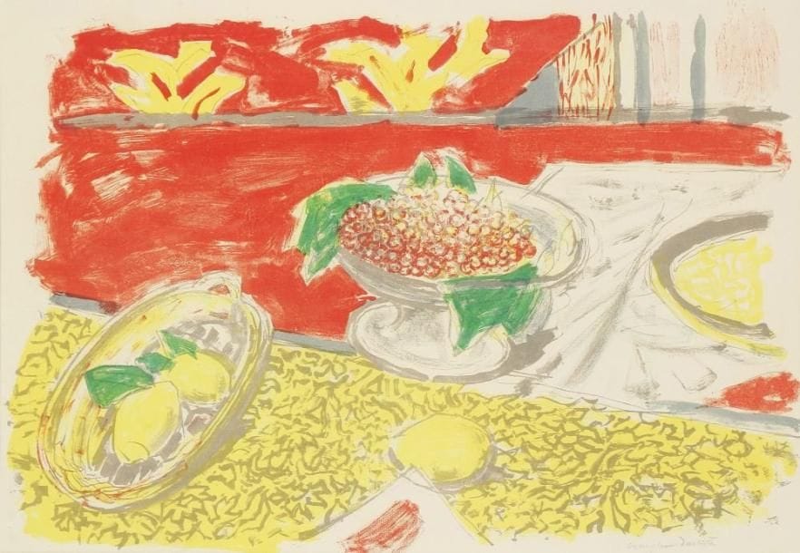 Maurice BRIANCHON (1899-1979)
Nature morte aux cerises et aux citrons Lithographie. Signée et justifiée épreuve d'artiste. 30 x 45 cm