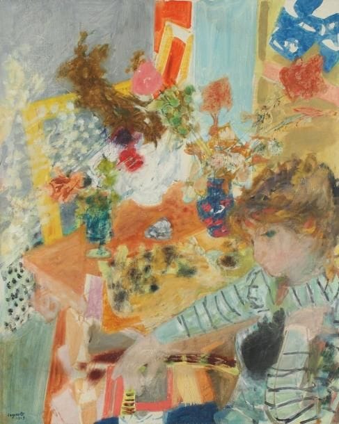 Raymond LEGUEULT (1898-1971)
La rose noire, 1949 Huile sur papier marouflé sur toile. Signée et datée en bas à gauche. Titrée au dos sur le châssis. 91 x 73 cm