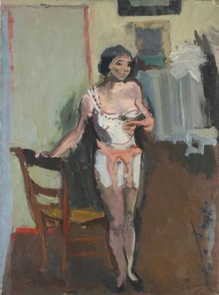 Raymond LEGUEULT (1898-1971)
Jeune fille à la chaise, 1931 Huile sur toile. Signée et datée en bas à droite. 72,5 x 54 cm