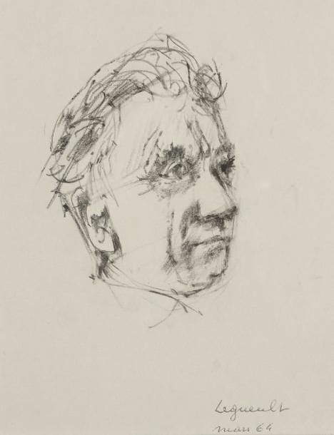 Raymond LEGUEULT (1898-1971)
Portrait de Jules Cavaillès, 1964 Fusain. Signé et daté en bas à droite. 17,5 x 13,5 cm