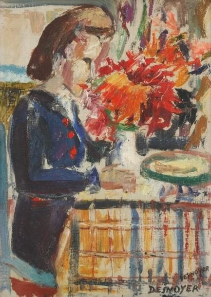 François DESNOYER (1894-1972)
La femme au café Huile sur carton toilé. Signée deux fois en bas à droite. 32,5 x 24 cm