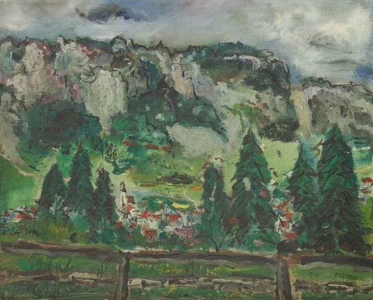 Pierre LEVY Paysage, 1956
Huile sur carton toilé. Signée Pierre et datée en bas à droite. Titrée au dos. 33 x 41 cm