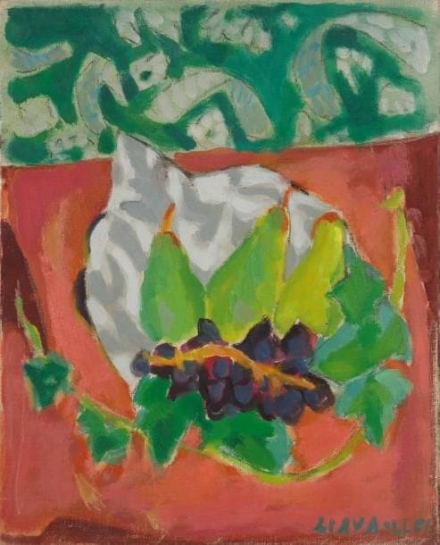 Jules CAVAILLES (1901-1977)
Les poires Huile sur toile. Signée en bas à droite. Signée et titrée au dos. 41 x 33 cm
