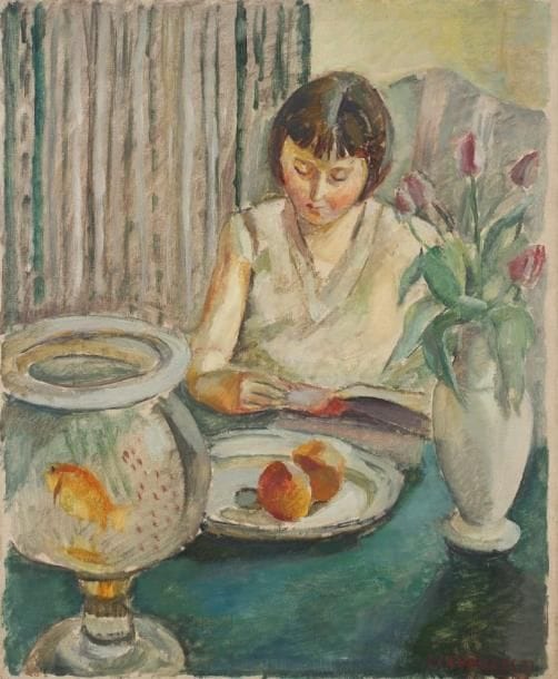 Jules CAVAILLES (1901-1977)
Touti lisant, 1931 Huile sur toile. Signée et datée en bas à droite. 61 x 50 cm Exposition: Cavaillès, Musée Toulouse-Lautrec, Albi, 1982, n°5.