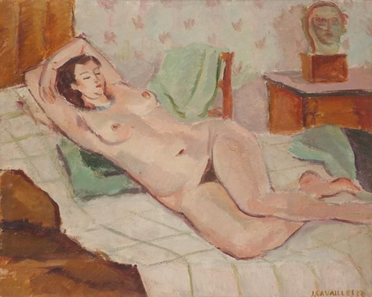 Jules CAVAILLES (1901-1977)
Nu, 1938 Huile sur toile. Signée et datée en bas à droite. 65 x 81 cm Bibliographie: Marcel Zahar, Jules Cavaillès, Editions Pierre Cailler, Genève, ill. 17.