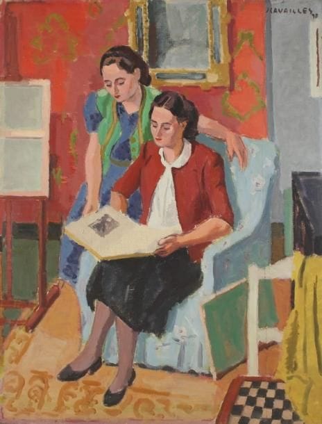 Jules CAVAILLES (1901-1977)
Rose et Touti, 1940 Huile sur toile. Signée et datée en haut à droite. 116 x 89 cm