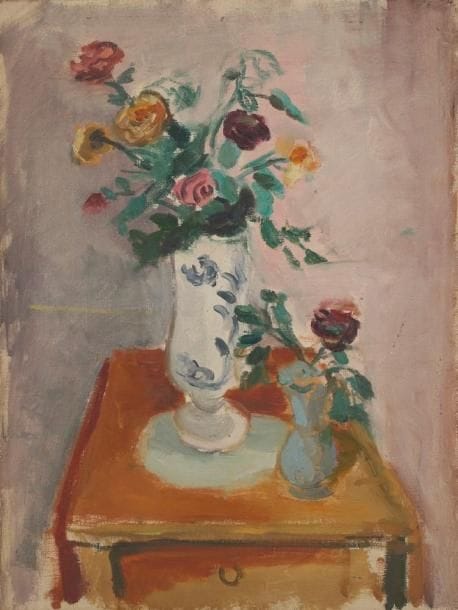 Jules CAVAILLES (1901-1977)
Les deux vases de roses Huile sur toile. Non signée. 61 x 46 cm