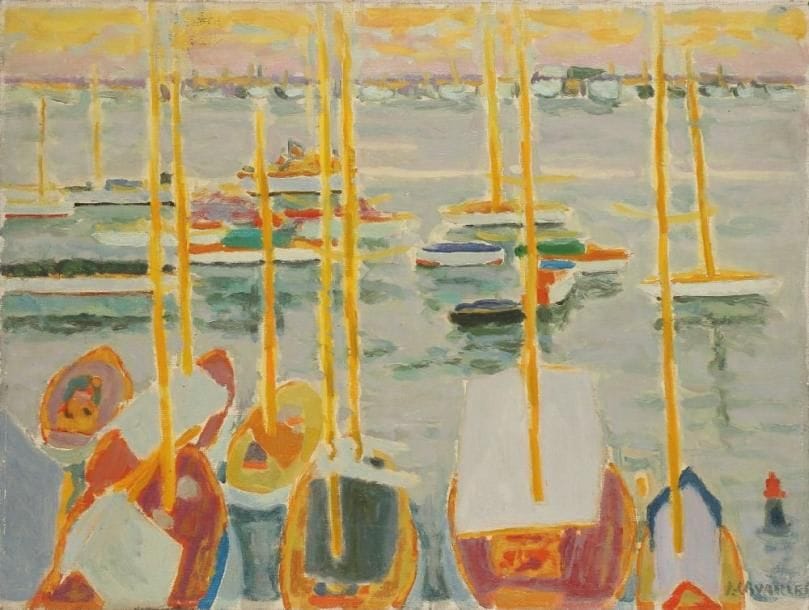 Jules CAVAILLES (1901-1977)
La pluie à Cannes, vers 1957 Huile sur toile. Signée en bas à droite. Signée et titrée au dos. 46 x 61 cm Expositions: - Galerie Abels (Cologne, Allemagne), 1959 - Cavaillès, Musée Toulouse-Lautrec, Albi, 1982, n°49.