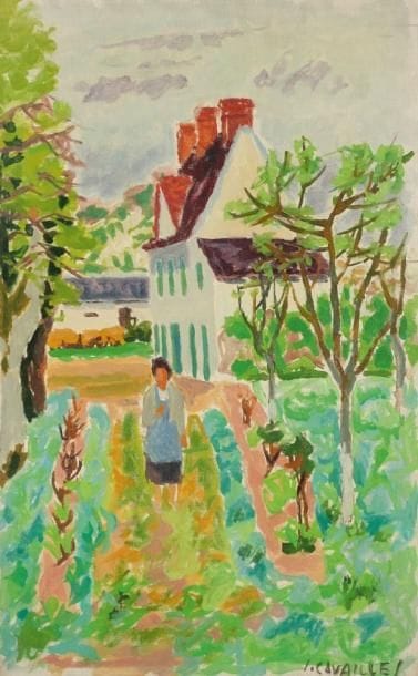 Jules CAVAILLES (1901-1977)
Jardin à Vaux, vers 1957 Huile sur toile. Signée en bas à droite. 61 x 38 cm Exposition: Cavaillès, Musée Toulouse-Lautrec, Albi, 1982, n°46.