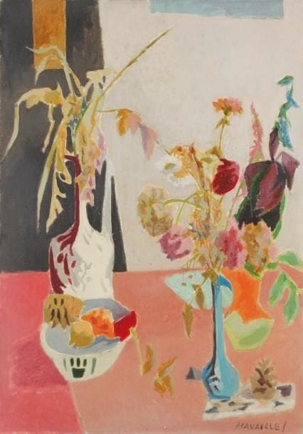 Jules CAVAILLES (1901-1977)
Fleurs et fruits, vers 1960 Huile sur toile. Signée en bas à droite. 92 x 65 cm