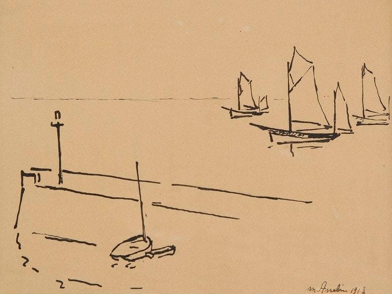 Maurice ASSELIN (1882-1947)
Marine, 1913 Dessin à l'encre. Signé et daté en bas à droite. 19,5 x 26 cm
