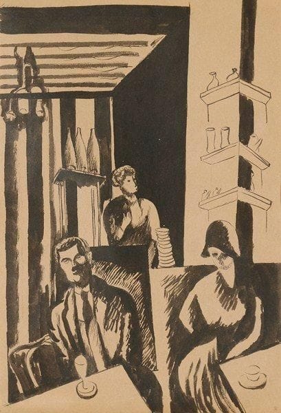 Moïse KISLING (1891-1953)
Au café, 1910 Dessin à l'encre. Signé en bas à gauche. 32 x 22 cm Provenance: vente à Paris, 8 juillet 1993.