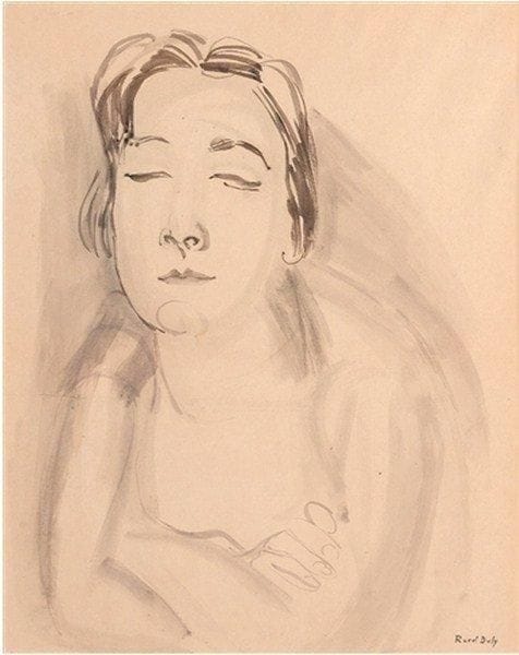 Raoul DUFY (1877-1953)
Madame Dufy Aquarelle. Porte le cachet de la signature en bas à droite. 55 x 43 cm