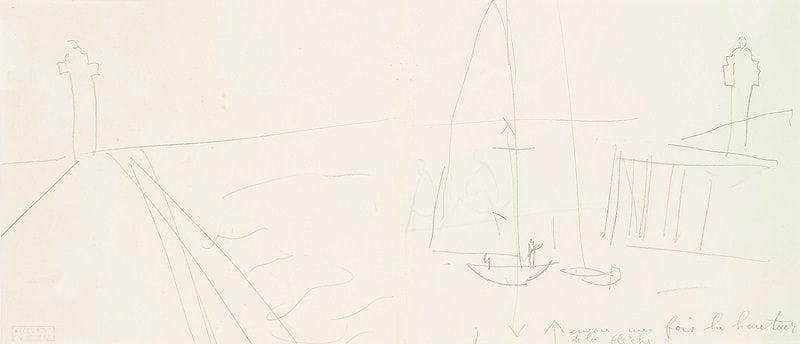 Raoul DUFY (1877-1953)
Bateau au Havre Dessin à la mine de plomb. Porte le cachet de la vente de l'atelier en bas à gauche. 17 x 39 cm Un certificat de Fanny Guillon-Laffaille sera remis à l'acquéreur. Figurera dans le supplément du catalogue raisonné des dessins de Raoul Dufy actuellement en préparation par Fanny Guillon-Lafaille.