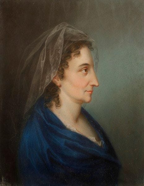 Nicolas MONPEUR (actif en France entre 1764 et 1791)
Portrait présumé de Maria Juliana Elisabeth von Clermont (Aachen 1755 - Burtscheid 1785), épouse de Konrad Esaias Fabricius Pastel 51 x 38,5 cm