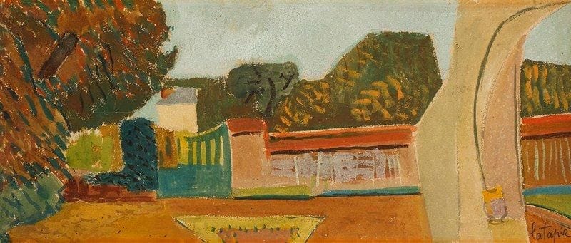 Louis LATAPIE (1891-1972)
Le portail vert, chez les Fidiére Gouache sur papier marouflé sur toile. Signée en bas à droite. 22 x 51 cm Provenance: galerie Urban, Paris, n°1485 Figurera dans le catalogue raisonné de l'oeuvre de Louis Latapie actuellement en préparation par Laure Latapie, fille de l'artiste. Un certificat de Laure Latapie n°303 sera remis à l'acquéreur