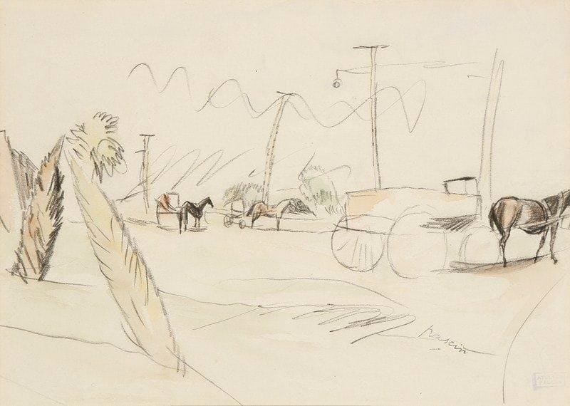 J. Pincas dit PASCIN (1885-1930)
Paysage de Cuba Aquarelle. Signée en bas vers la droite. Porte le cachet de la vente de l'atelier en bas à droite. 17,5 x 25 cm Provenance: galerie Rambert, Paris.