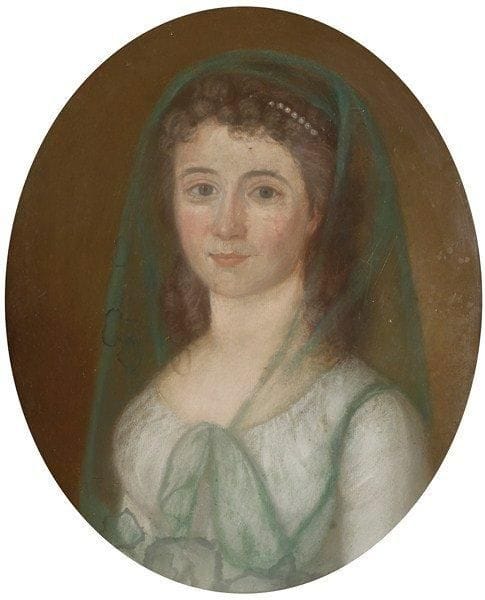 Ecole française du XVIIIe siècle
Portrait de Carolina Sophia Wilhelmina von Emminghaus, (1772 -?), épouse de Jean Henri Léopold von Clermont Pastel 34,5 x 28 cm, ovale Porte une ancienne étiquette au dos Caroline de Clermont née d'Emminghaus