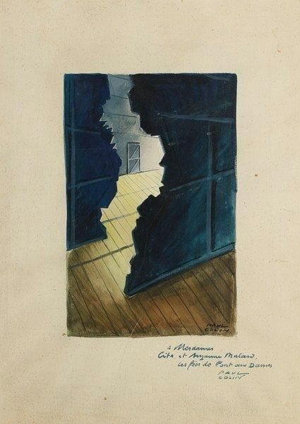Paul COLIN (1892-1985)
Au théâtre, derrière le décor Gouache. Signée en bas à droite, resignée et dédicacée sur le support. 29 x 19 cm