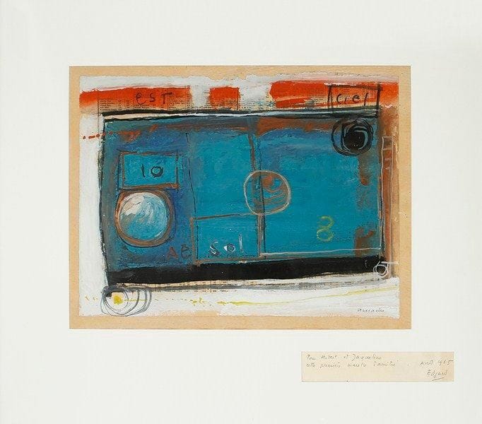 Edgard NACCACHE [tunisien] (né en 1917)
Marelle, 1965 Huile sur papier journal. Signée en bas à droite, résignée, datée avril 1965 et dédicacée vers le bas à droite. 25 x 33,5 cm Provenance: ancienne collection Hubert Juin.
