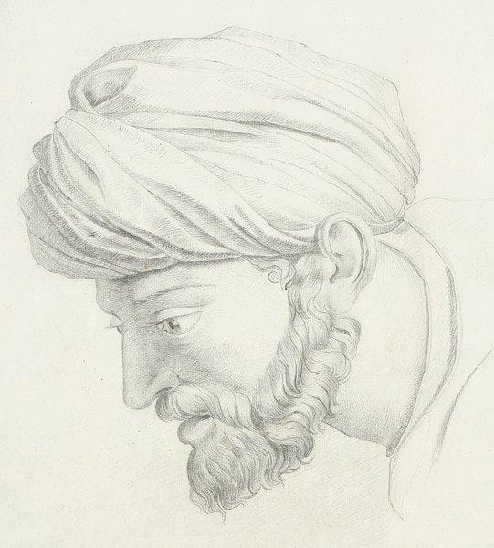 Ecole française du XIXe siecle
Portrait d'homme au turban Dessin à la mine de plomb. Non signé. 33 x 30 cm