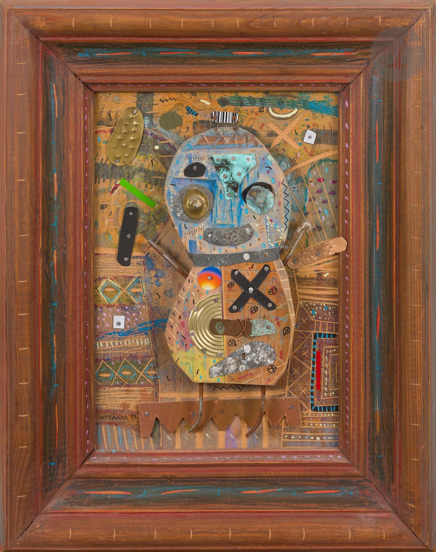 Vitalijus CEPKAUSKAS dit VITALIS [lituanien] (né en 1964)
Composition, 1995
Technique mixte sur carton encadré et peint.
Signée et datée en bas à gauche.
Signée et datée au dos.
25.5 x 18 cm