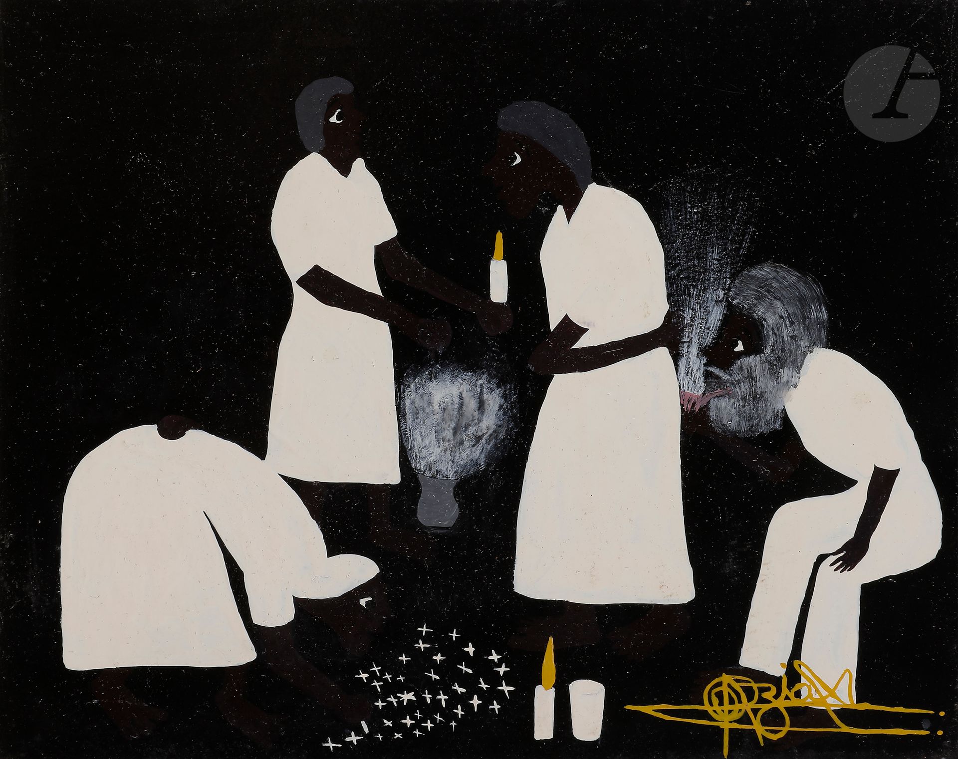 Odoteres Ricardo DE OZIAS [brésilien] (1940-2011)
Pai João , 1998
Huile sur isorel.
Signée en bas à droite.
19 x 24 cm

Provenance : 
Collection Lucien et Jacqueline Finkelstein.

Exposition : 
Museu Internacional de Arte Naïf do Brasil, Rio de Janeiro (étiquette au dos).