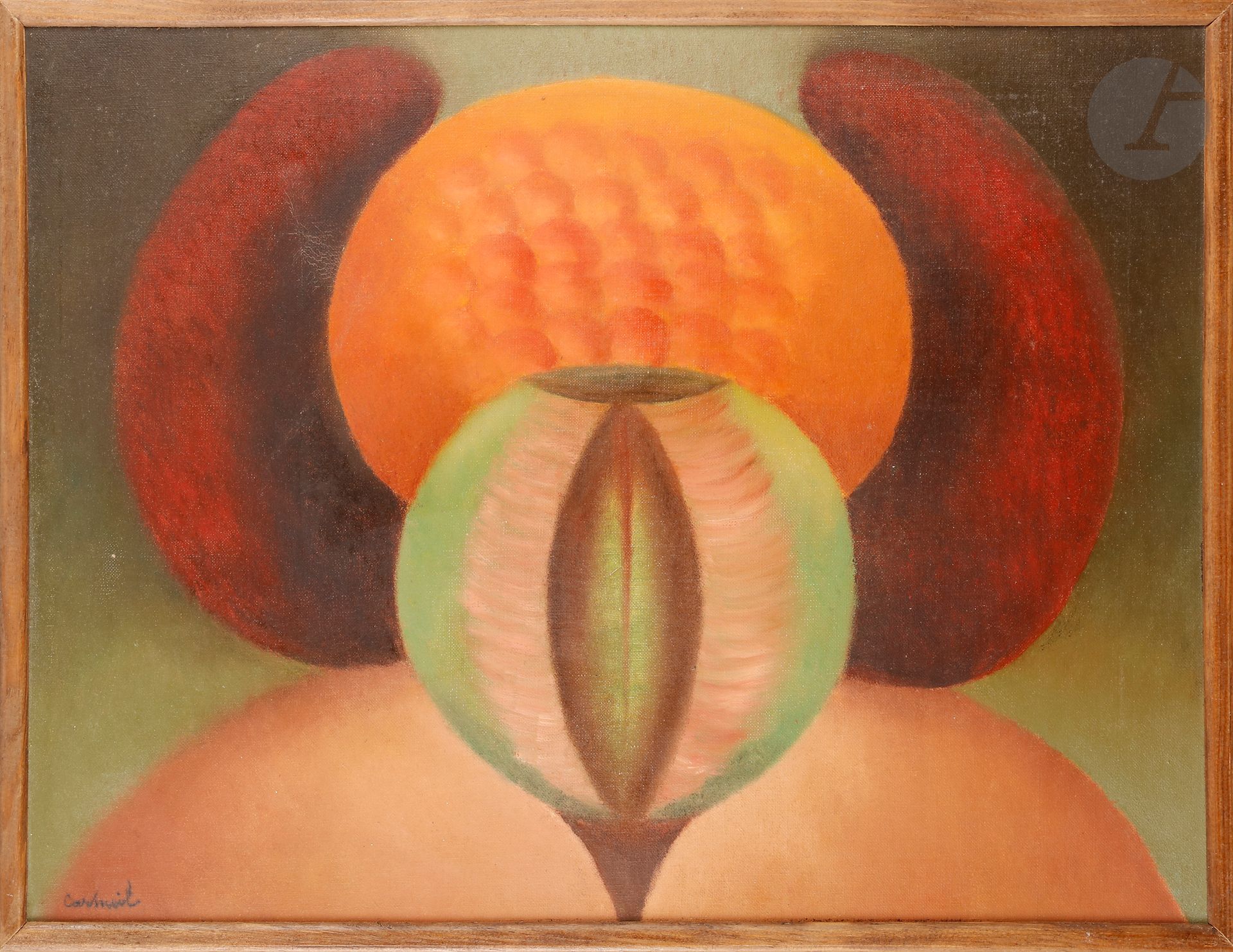 Louis CARMEIL (1920-1999)
Nu, vers 1975
Huile sur toile.
Signée en bas à gauche.
46 x 61 cm