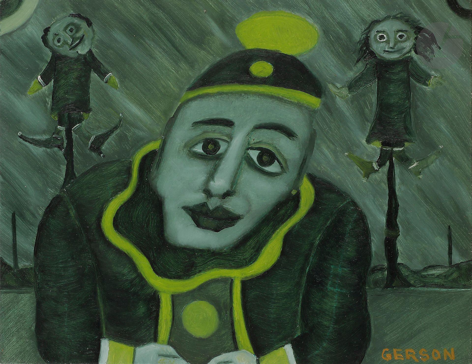 Gerson ALVES DE SOUZA [brésilien] (1926-2008)
Sabado de Aleluia, 1997
Huile sur isorel.
Signée en bas à droite.
Signée, datée, titrée et numérotée « 1012 » au dos.
19 x 24 cm

Provenance : 
Collection Lucien et Jacqueline Finkelstein.

Exposition :
Museu Internacional de Arte Naïf do Brasil, Rio de Janeiro (étiquette au dos).