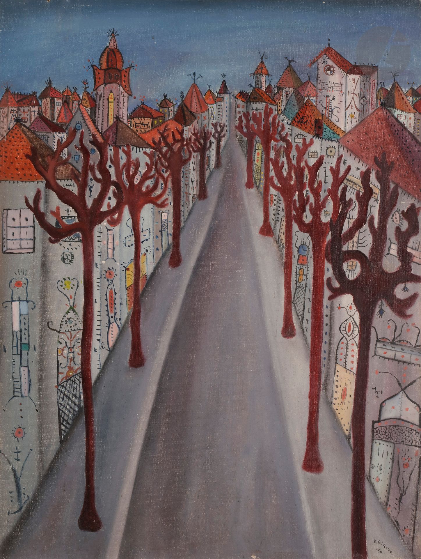 Pierre GIRAUD (1913-1988
)The City, 1950Oil
on canvas.
Signed and dated lower right.
(Wear).
61 x 46 cm




