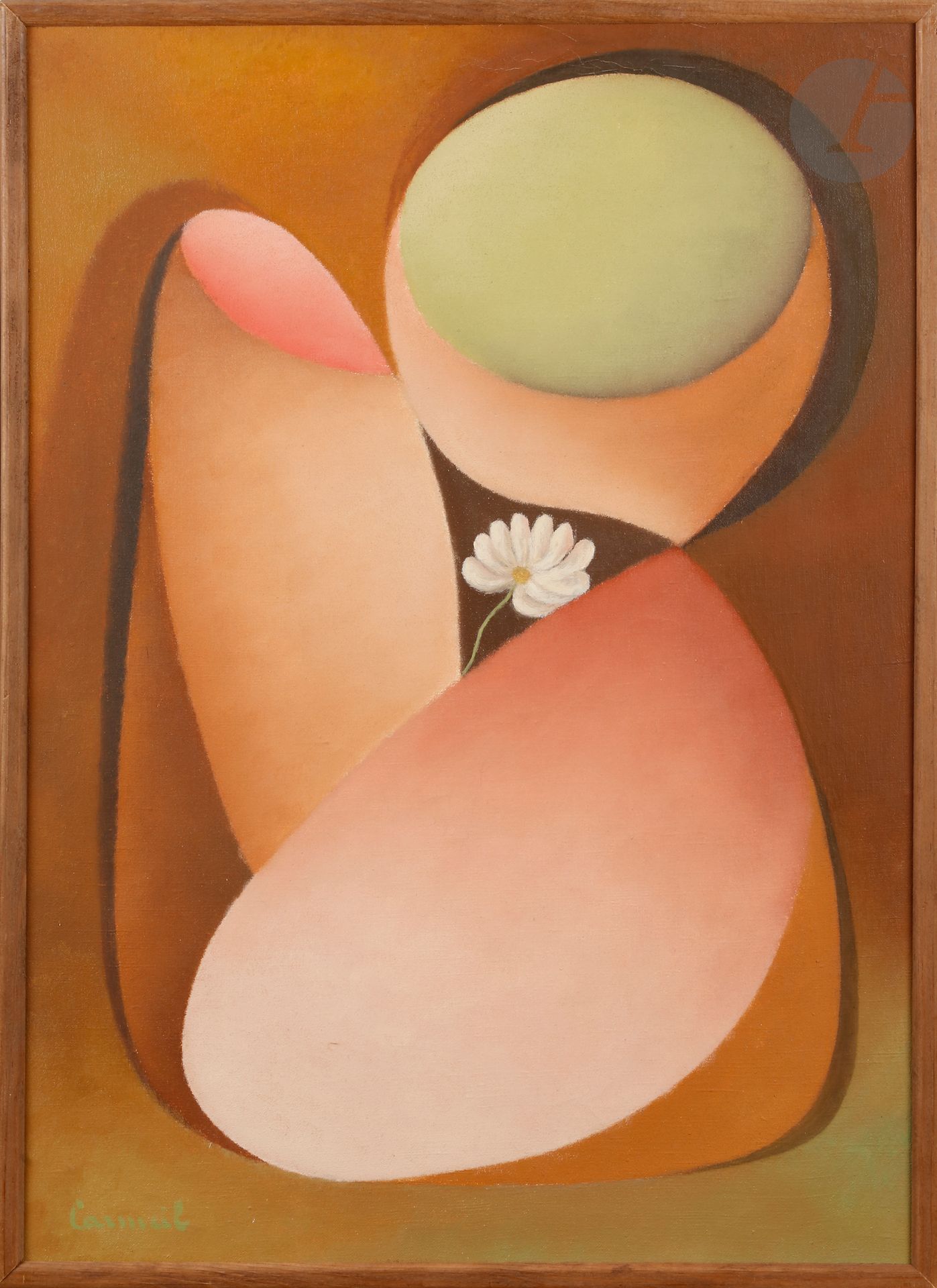 Louis CARMEIL (1920-1999)
Femme à la fleur, vers 1975
Huile sur toile.
Signée en bas à gauche.
72 x 53 cm