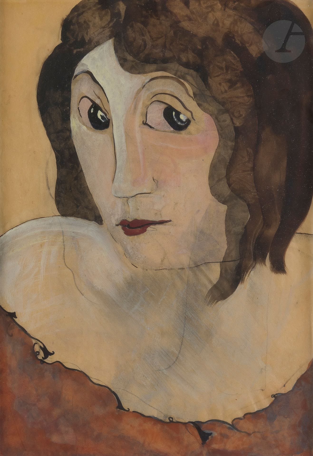 Eugène GABRITSCHEVSKY (1892-1980)
Portrait de femme
Encre et aquarelle.
Timbre « EG » de la galerie Chave au dos.
29 x 20 cm