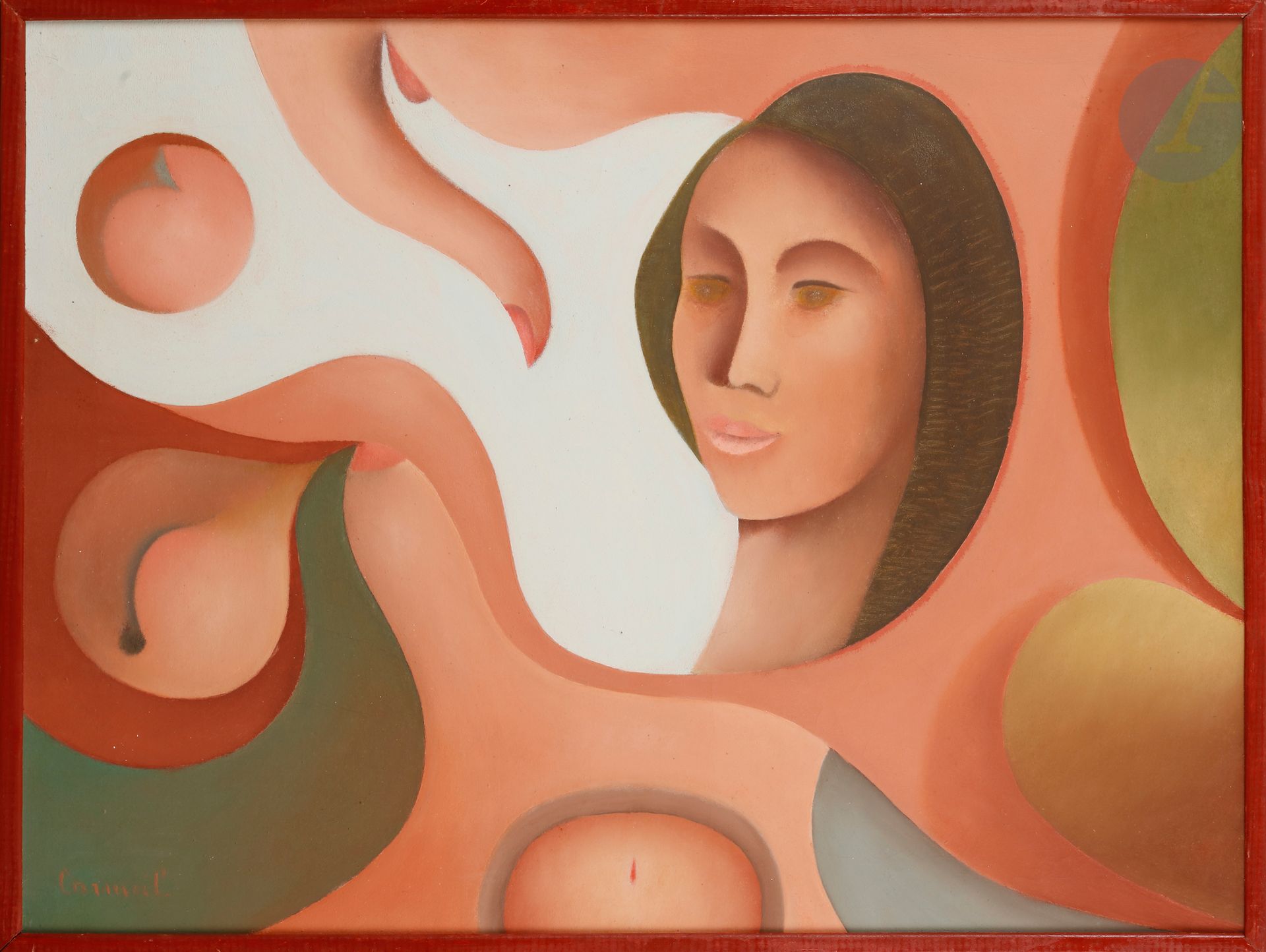 Louis CARMEIL (1920-1999)
Femme et son visage
Huile sur toile.
Signée en bas à gauche.
54 x 73 cm