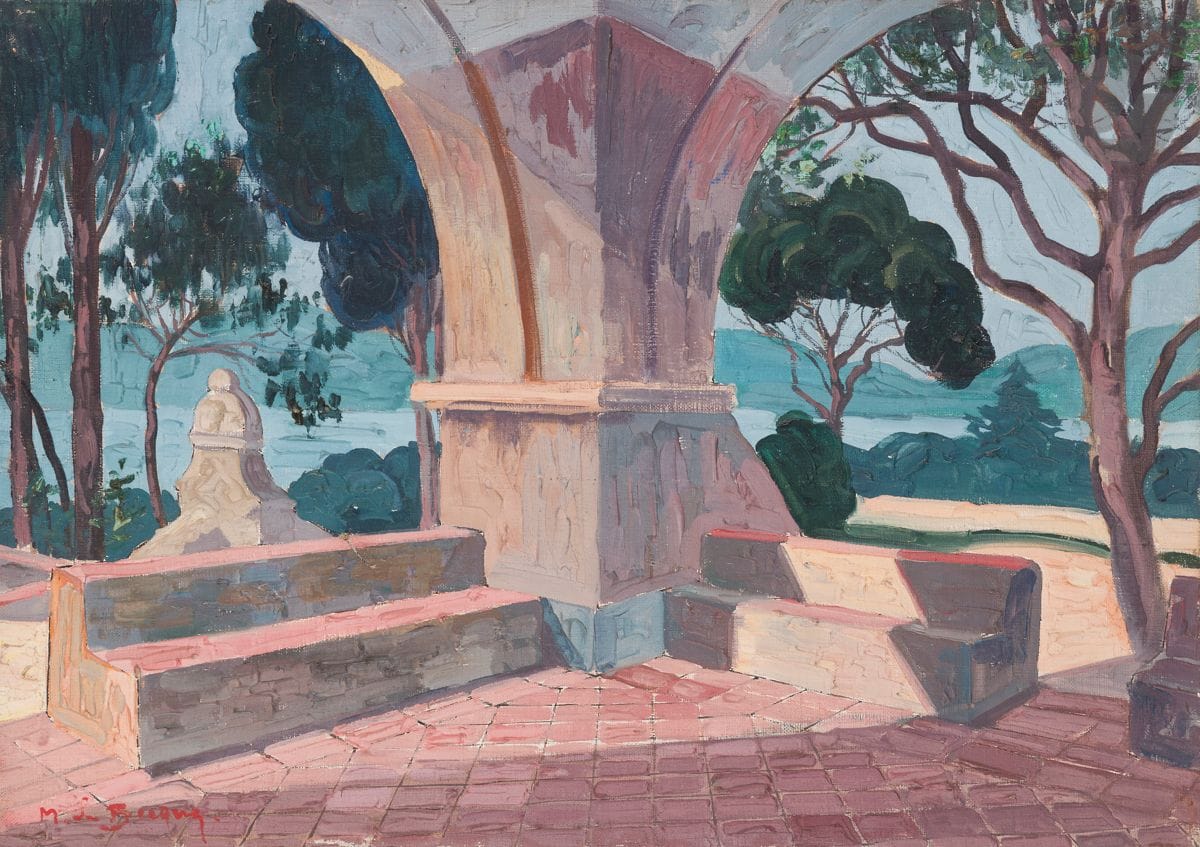 Maurice Jaubert de BECQUE (1878-1938)
Saint-Tropez, la Chapelle Sainte-Anne, vers 1925
Huile sur toile.
Signée en bas à gauche.
(Petit accident).
38 x 55 cm