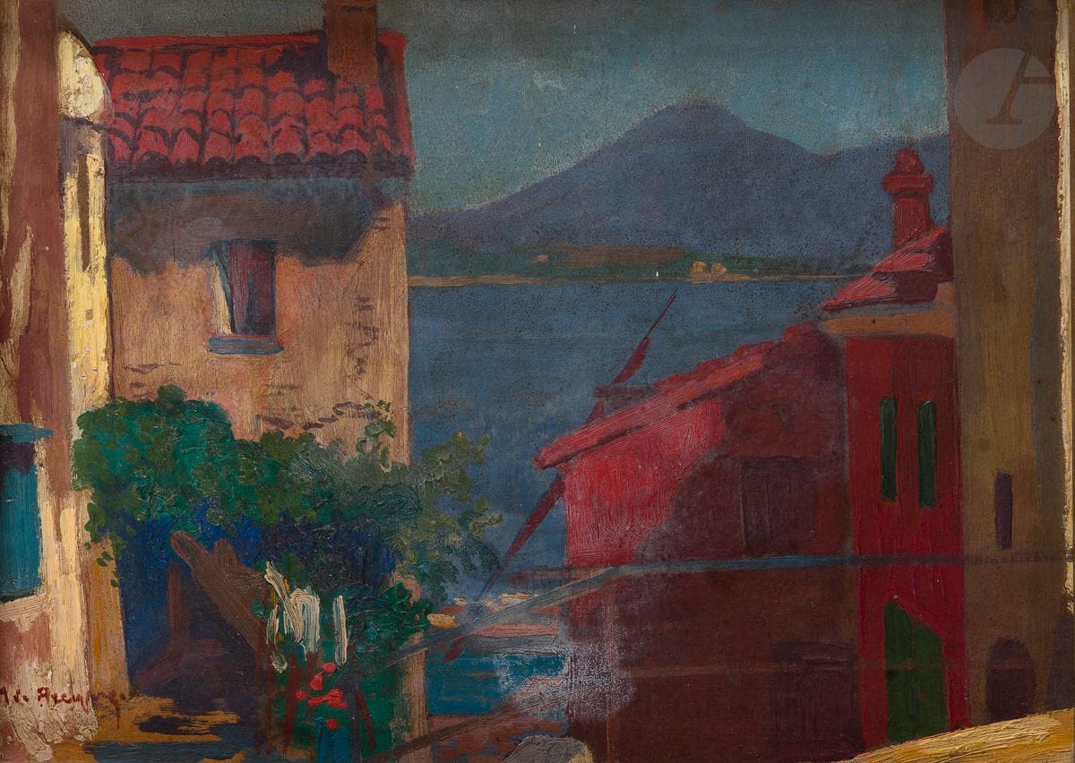 Maurice Jaubert de BECQUE (1878-1938)
Saint-Tropez, le Vieux port, 1925
Huile sur carton.
Signée en bas à gauche.
Signée, datée et titrée au dos.
24 x 33 cm