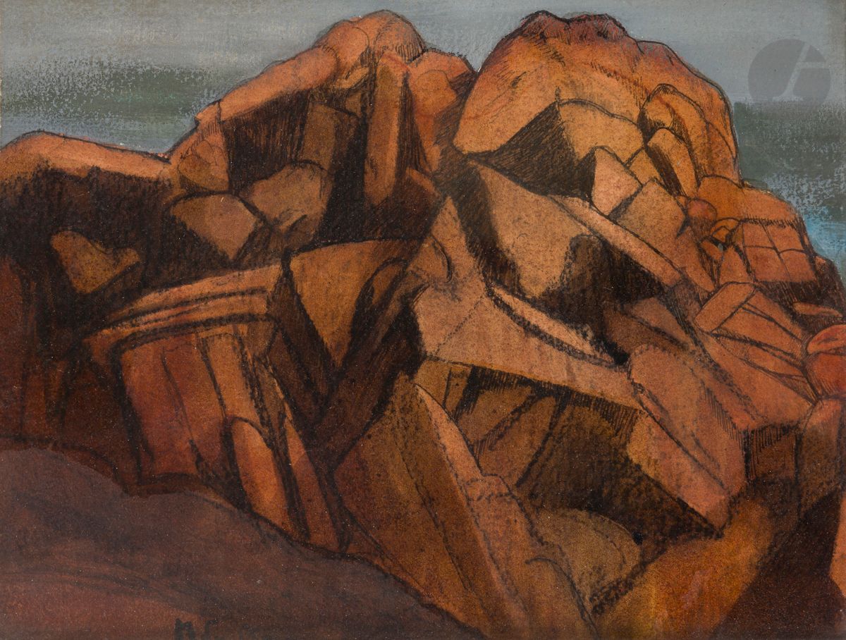 Maurice Jaubert de BECQUE (1878-1938
)Rocks at DibenInk
and gouache.
Signed lower left.
24 x 31 cm



