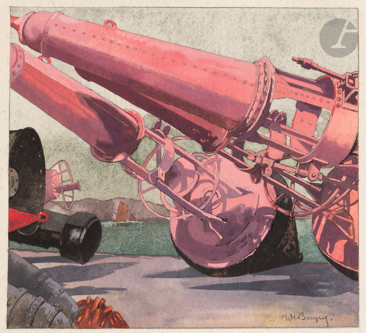 Maurice Jaubert de BECQUE (1878-1938)
Port en Bretagne
Encre et gouache.
Signée en bas à droite.
27 x 28,5 cm

Œuvre en rapport :
Revue L’Illustration, 20 janvier 1934, reproduit.