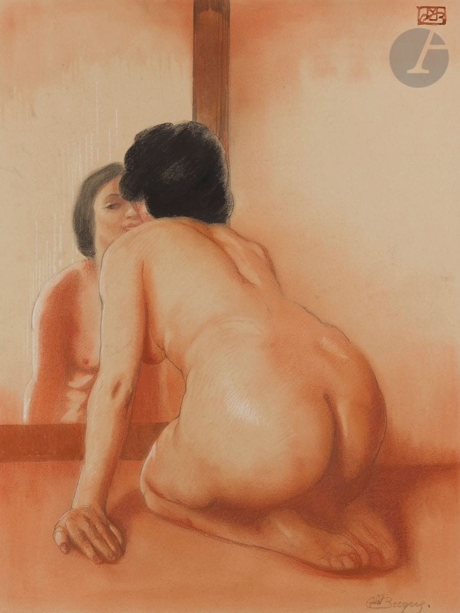 
Maurice Jaubert de BECQUE (1878-1938)



Kneeling Nude with Mirror



Three pencils and ink highlights.



Signed lower right and monogrammed.



50,5 x 38 cm
