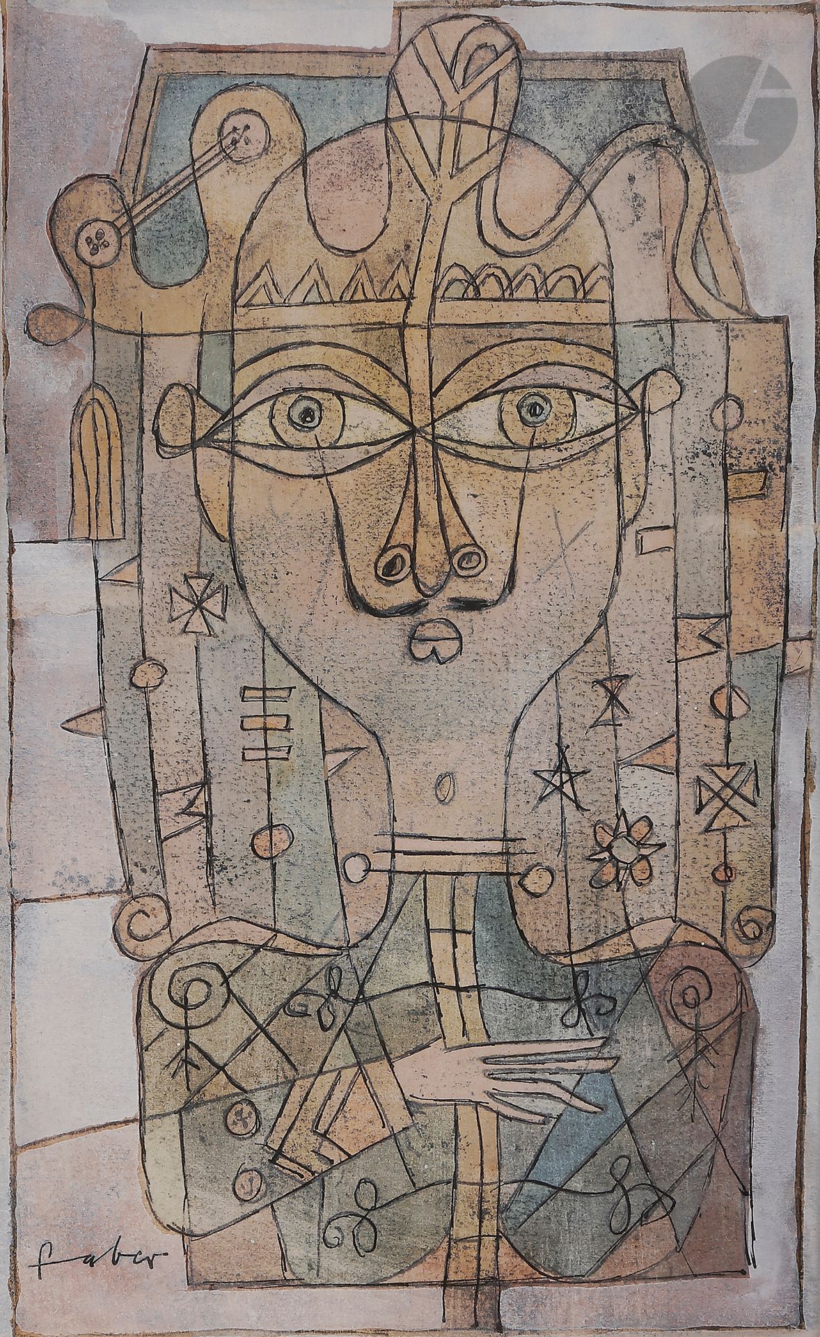 Will FABER ZIETZ (1901-1987)
Personnage
Technique mixte sur papier.
Signée en bas à gauche.
25 x 15,5 cm