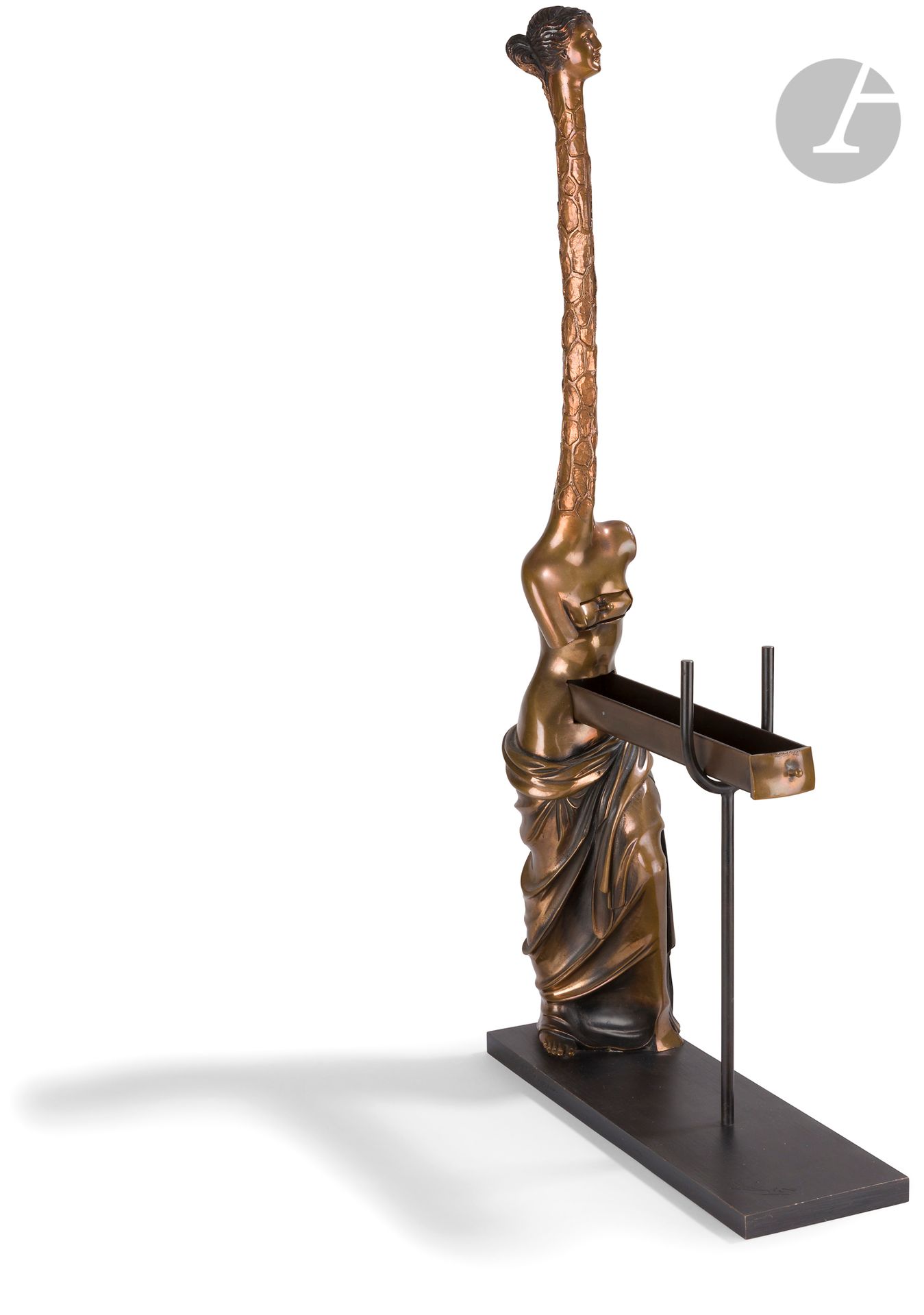 Salvador DALI (1904-1989
)Giraffe Woman with Drawers, 1973Proof
in bronze with golden patina.
Signed on the terrace.
Euro Art Publisher, Vienna and Venturi Fondeur, Bologna.
Numbered on 1 500.
height : 57 cm





