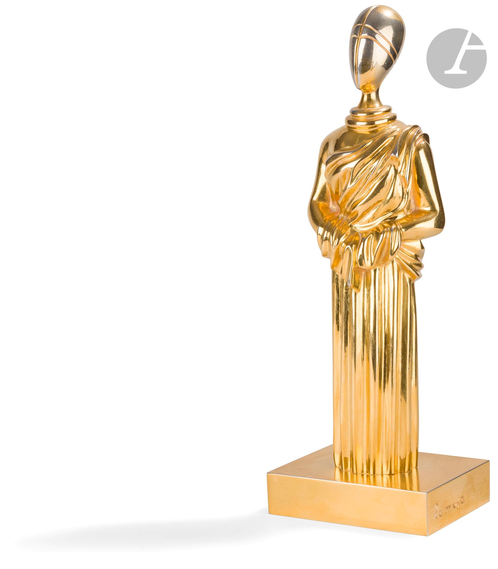 Giorgio de CHIRICO [Italian] (1888-1978
)La Musa,
1970Bronze
print
with golden patina.
Signed and titled on the base.
Numbered on 250.
editions Artcurial
.

Height : 29.5 cm





