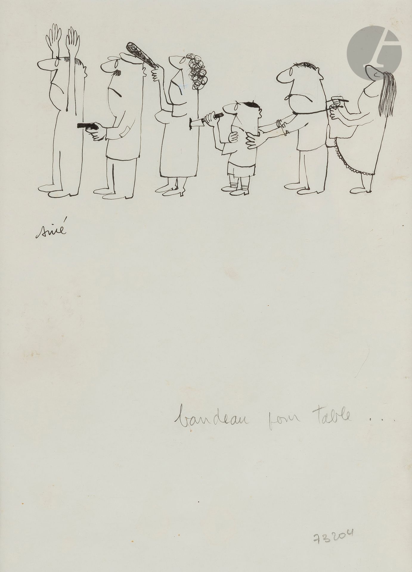 Maurice SINET known as SINÉ 
(1928-2016)
L'Attente - Haut les mains2
inks.
Signed.
21,5 x 16 cm each




