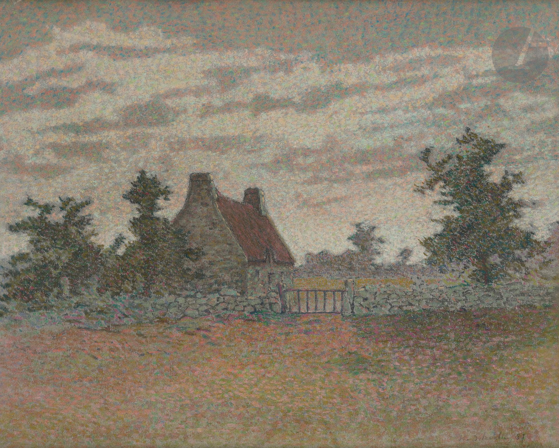 Henri DELAVALLÉE (1862-1943)
Maison bretonne, 1887
Pastel.
Signé et daté en bas à droite.
31 x 38 cm
